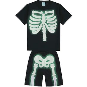 Pijama Infantil Manga Curta Esqueleto Divertido Meia Malha Masculino  Kyly Ref:111.029 4/12