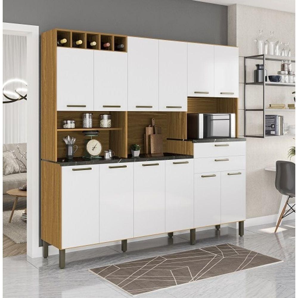 Kit Cozinha Compacta12 Portas 2 Gavetas 100% MDF Gamay Prime