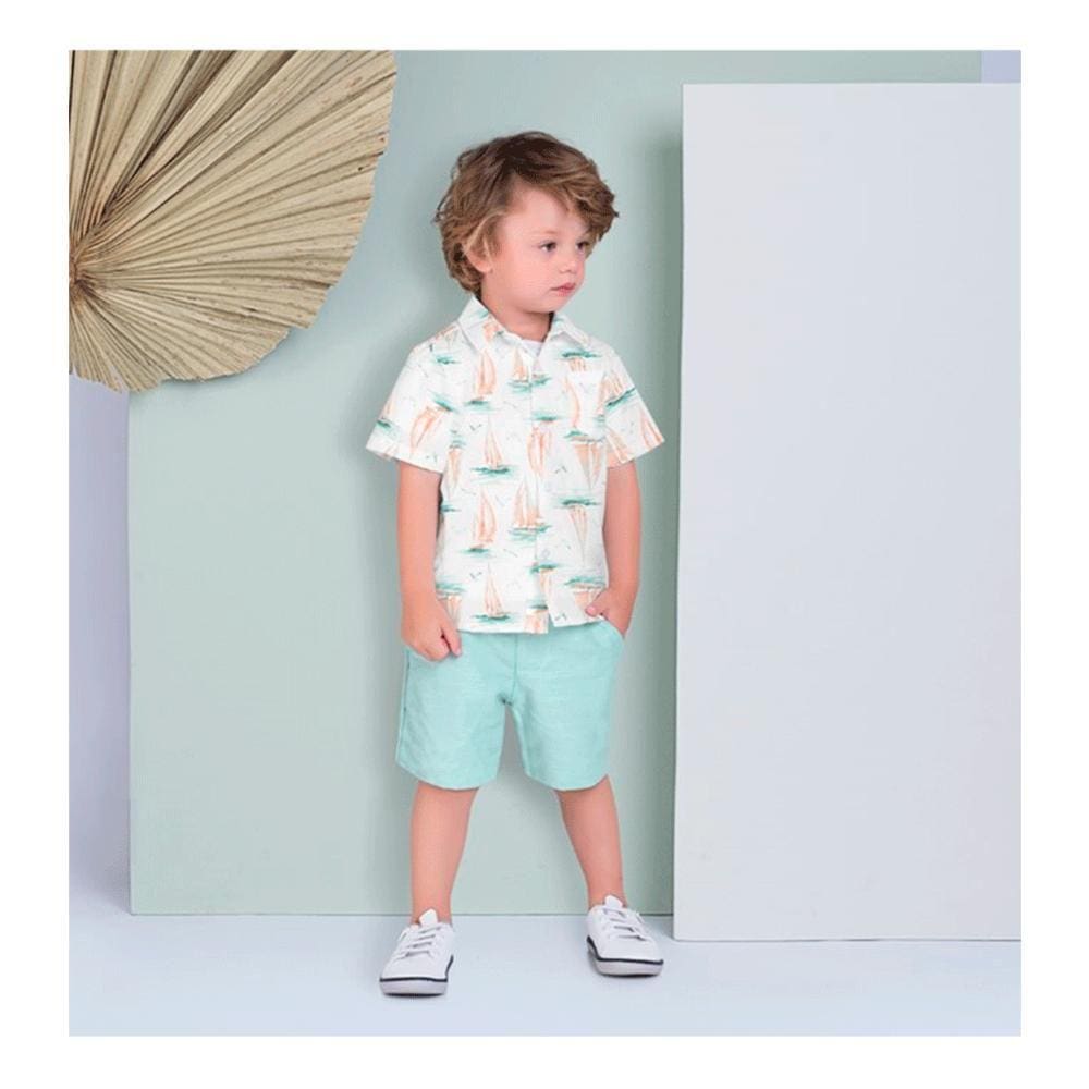 Conjunto Infantil Com Camisa Tricoline E Bermuda Sarja Milon Ref:15094 1/3