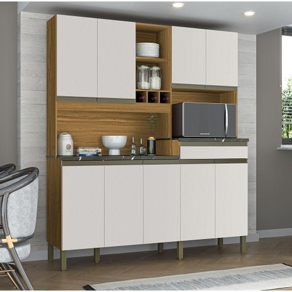 Kit Cozinha Compacta 9 Portas 1 Gaveta 100% MDF Merlot Perfil