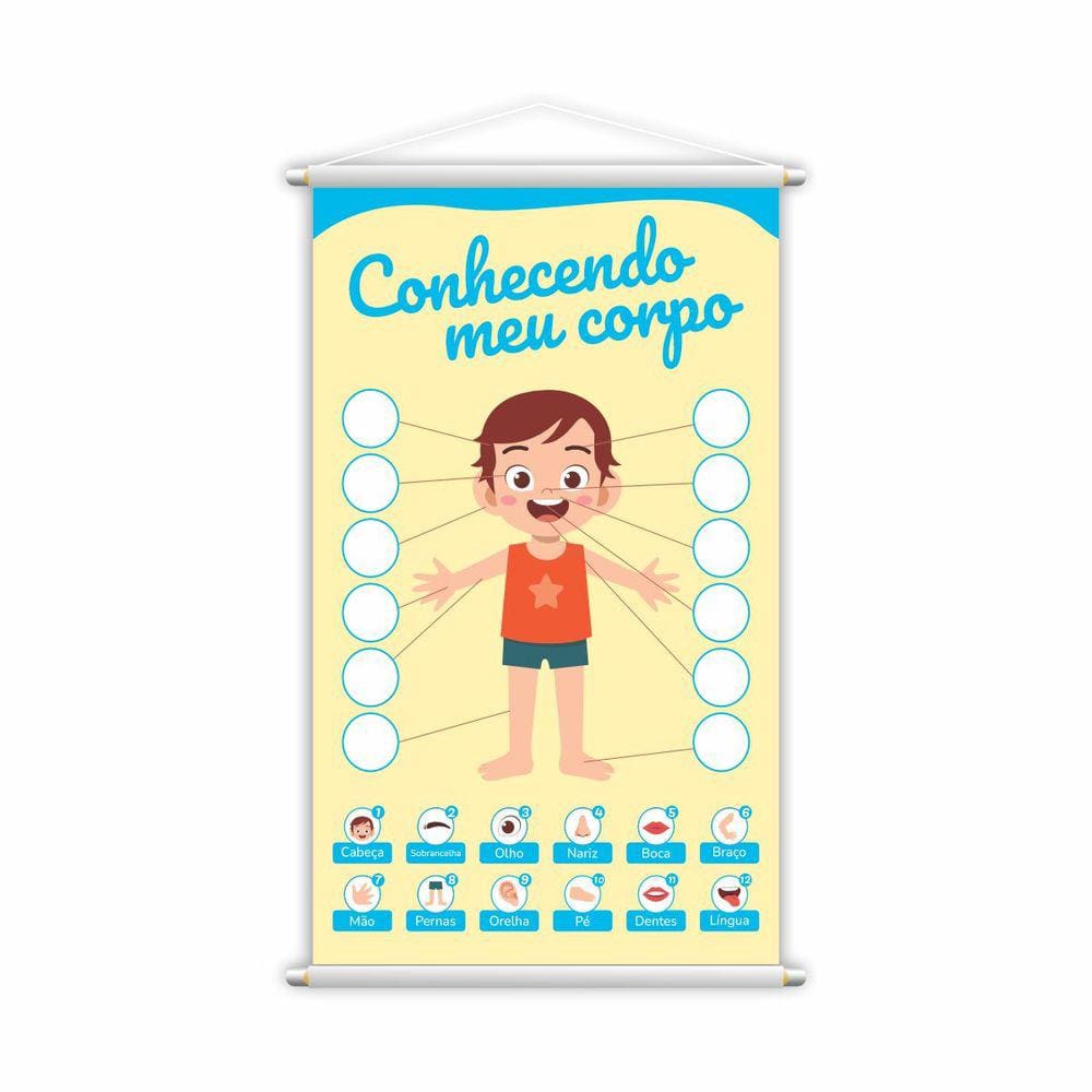 Banner Conhecendo Meu Corpo Menino Pedagógico 60x40cm
