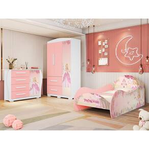 Jogo de Quarto Infantil Princesa Encantada Pura Magia Branco/Rosa