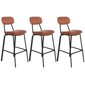 Kit 3 banquetas altas estofadas industrial retro Boston