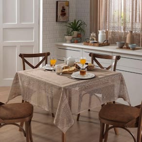Toalha Mesa Quadrada Renda Interlar Valência Desert 4 Lugares