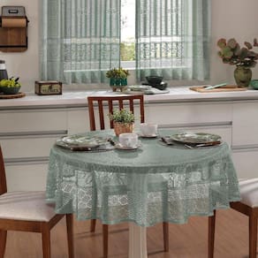 Toalha Mesa Redonda Renda Interlar Color Pistache 4 Lugares