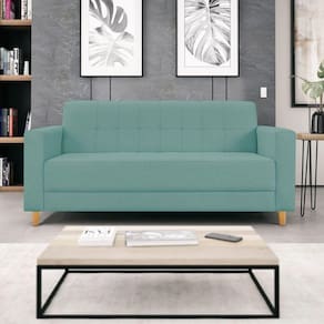 Sofá 2 Lugares 180cm Suede Dallas Maranata Estofados Azul Tiffany