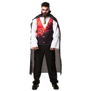 Capa Halloween Adulto Vampiro Fantasia Dráck Preta Vermelha