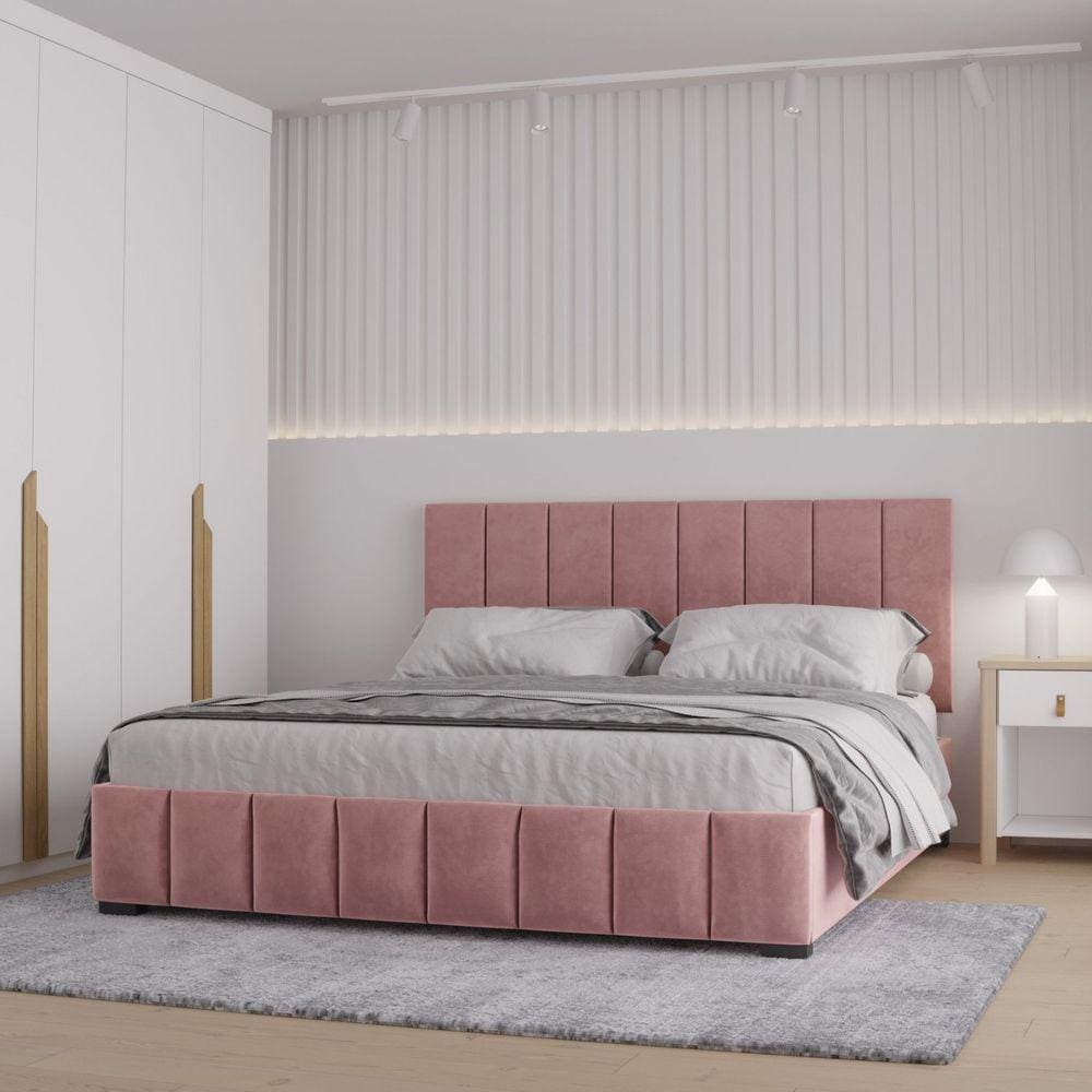 Cama Queen Estofada sem Cabeceira Uvaia CabeCasa MadeiraMadeira Rosa