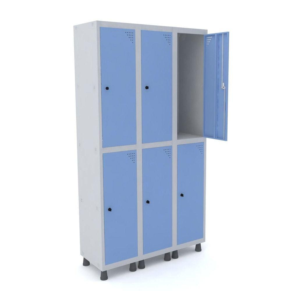 Guarda Volume Roupeiro 6 Portas Aço GRP 503/6 Pandin Móveis Cinza/Azul Dali