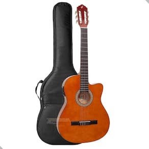 Violao Nylon Eletrico Giannini Nf14N Flat Natural + Capa
