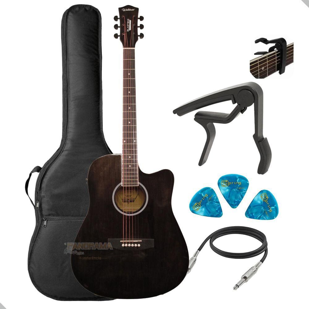 Kit Violão Aço Eletrico Waldman Dce141 Gy