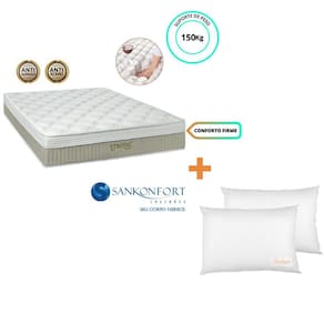 Colchão Sankonfort Strong Casal 138x188x32 + 2 Travesseiros Fibra