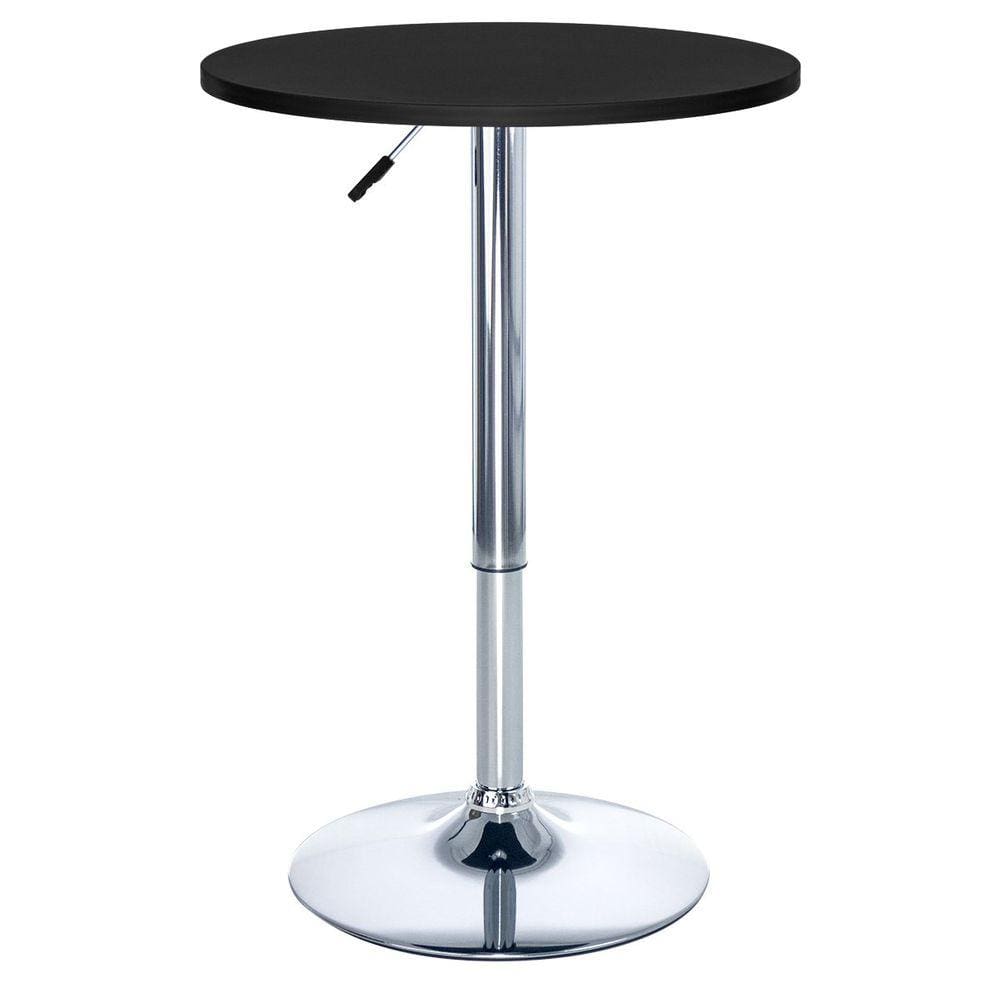 Mesa alta bar bistro Apollo redonda 60 cm tampo madeira ajustável