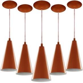 Kit 5 Pendentes Cone Lowcost Aluminio Decoracao Cobre