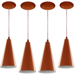 Kit 4 Pendentes Cone Lowcost Aluminio Decoracao Cobre