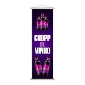 Banner Chopp de Vinho Garrafas Bebidas  Lona 100x30cm