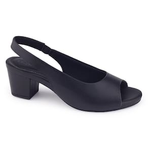 Sapato Slingback Usaflex Y8214001 salto médio preto elástico