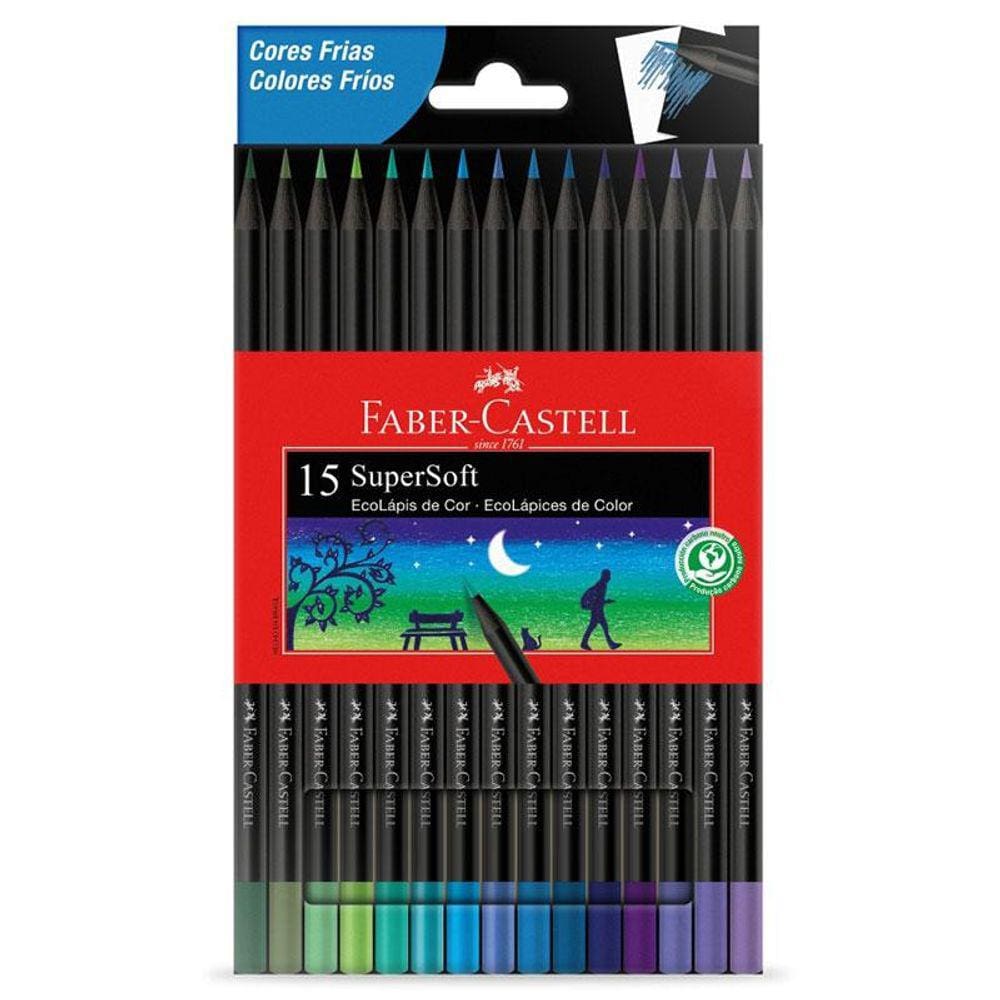 Lápis de cor SuperSoft 15 cores tons frios 120715SOFTCF Faber Castell