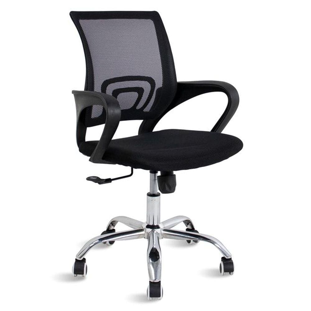 Cadeira de Escritório Giratória Office Santiago Base Cromada Móveis Preto