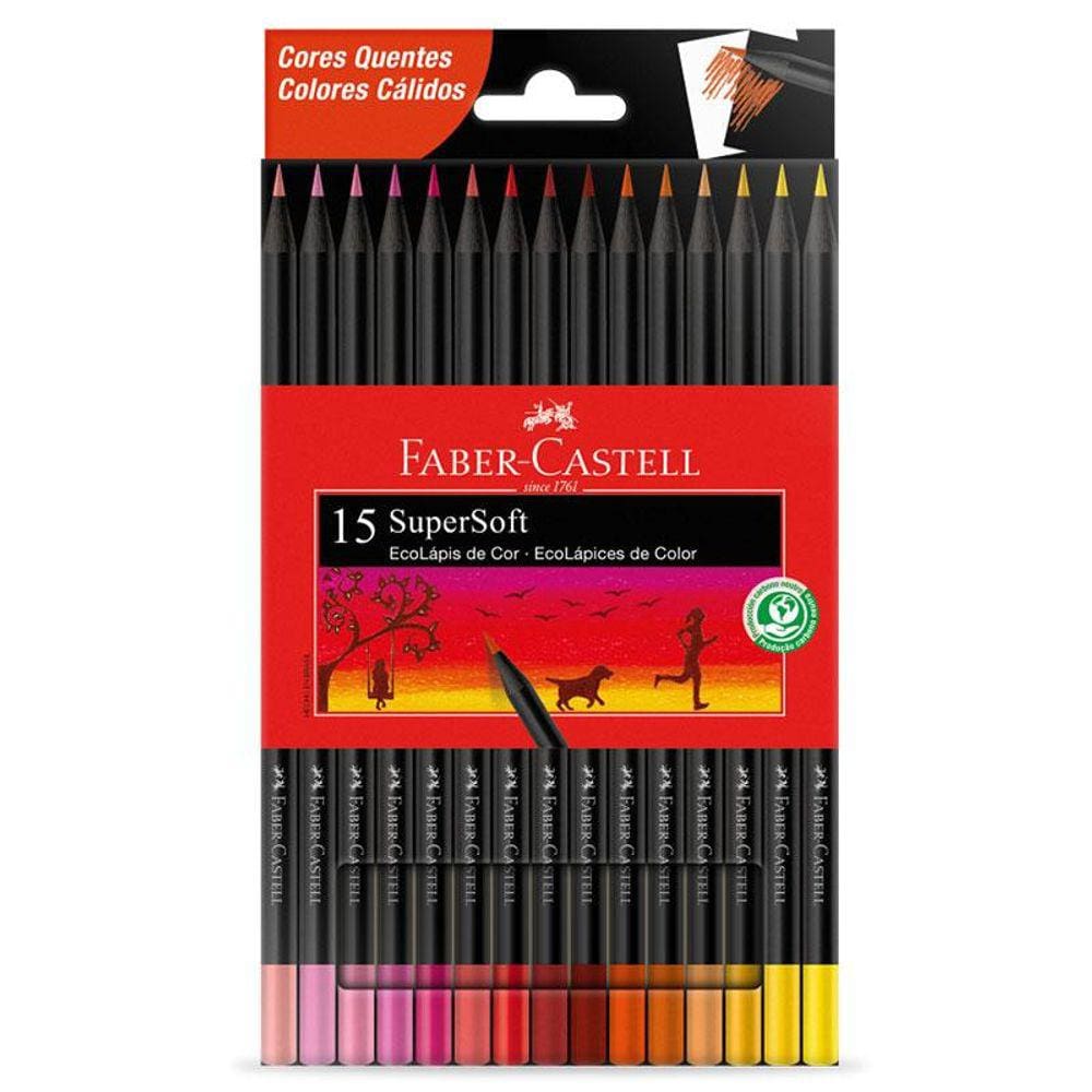 Lápis de cor SuperSoft 15 cores tons quentes 120715SOFTCQ Faber Castell