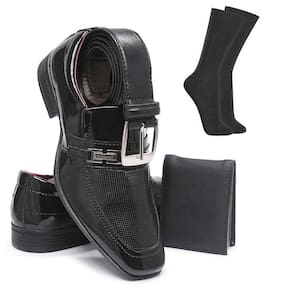 Kit Sapato Social Masculino Loafer Em Verniz Com Fivela Fixa + Cinto Meia E Carteira