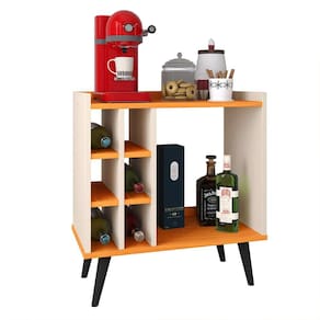 Aparador Barzinho Retrô com Adega 6 Garrafas Cantinho Café Decoração Sala Estar Jantar Escritório Hall Cozinha Pequena Luxo - Baden - RPM