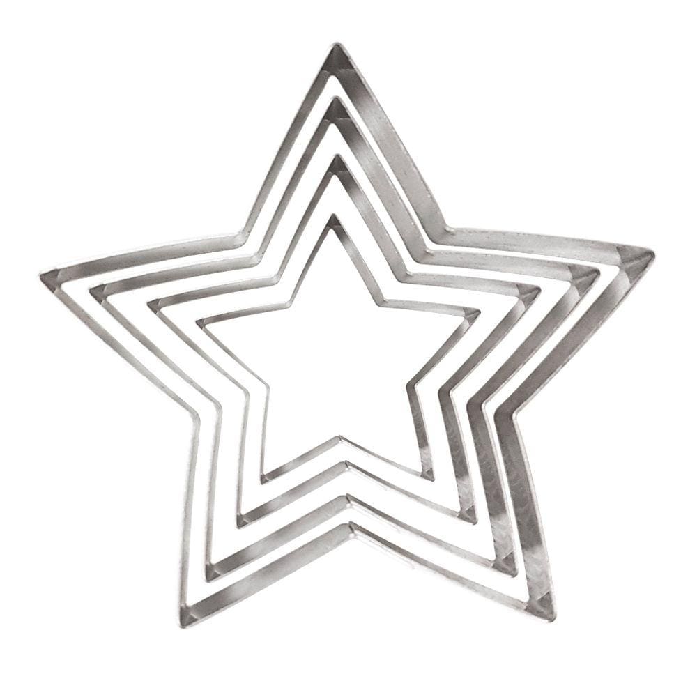 Jogo Cortador de Biscoito Mini Estrela Com 4 Peças em Inox