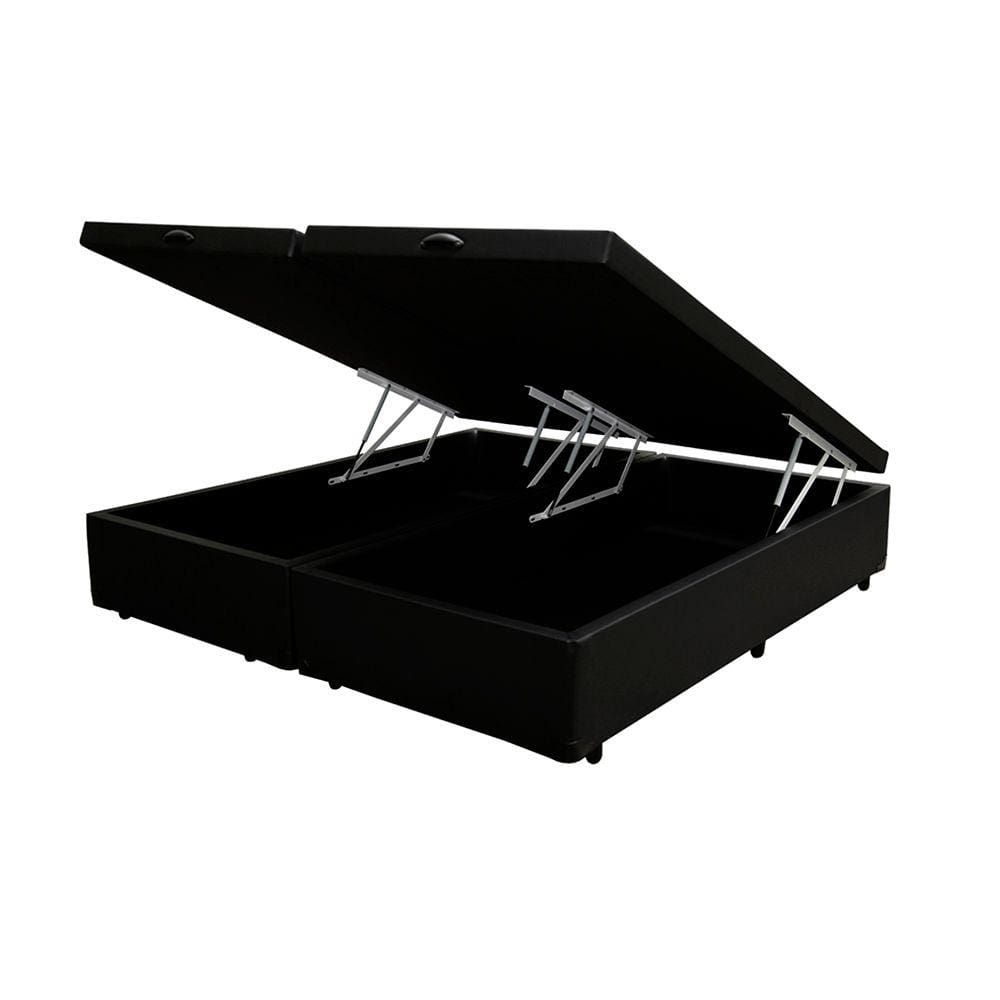 Base Cama Box Baú Bipartido King Sintético Preto 42x193x203 RC Sono Leve