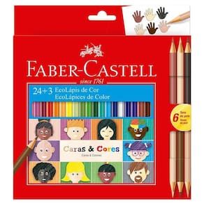 Lápis de cor 24 cores+6 tons de pele Caras e Cores 120124CC - Faber-Castell