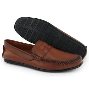 Mocassim Masculino Couro Casual Confortável Liso Solado Reto