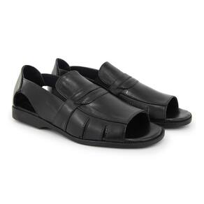 Sandália Masculina Couro Confortável Elástico Calce Fácil