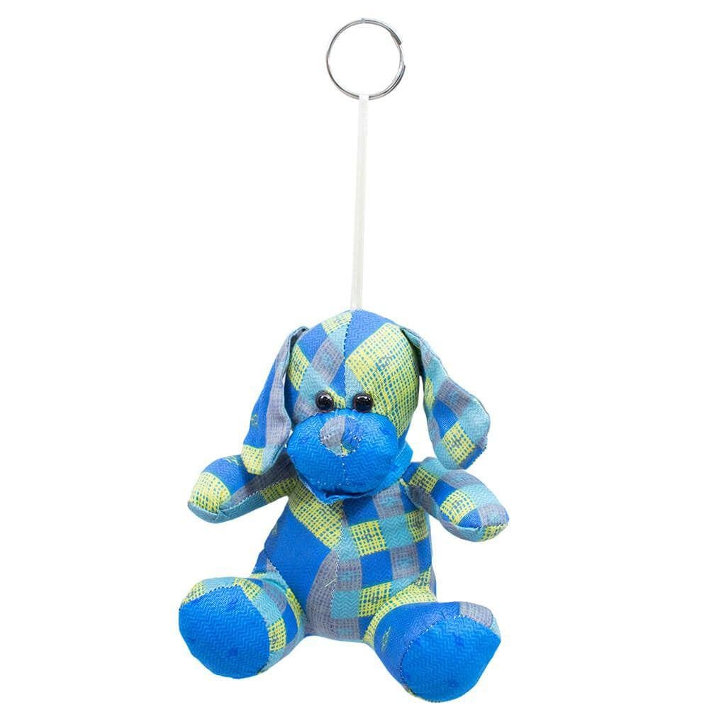 Chaveiro Cachorro Tecido Azul 14cm - Pelúcia