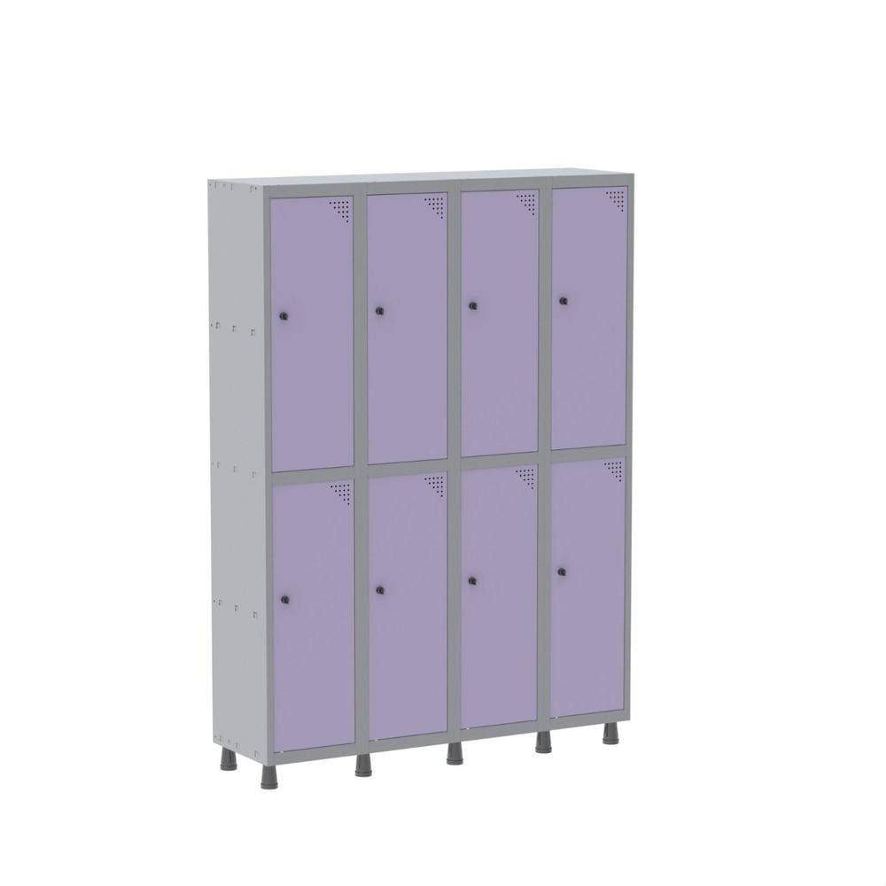 Guarda Volume Roupeiro 8 Portas Aço GRP 504/8 Pandin Móveis Cinza/Lilás