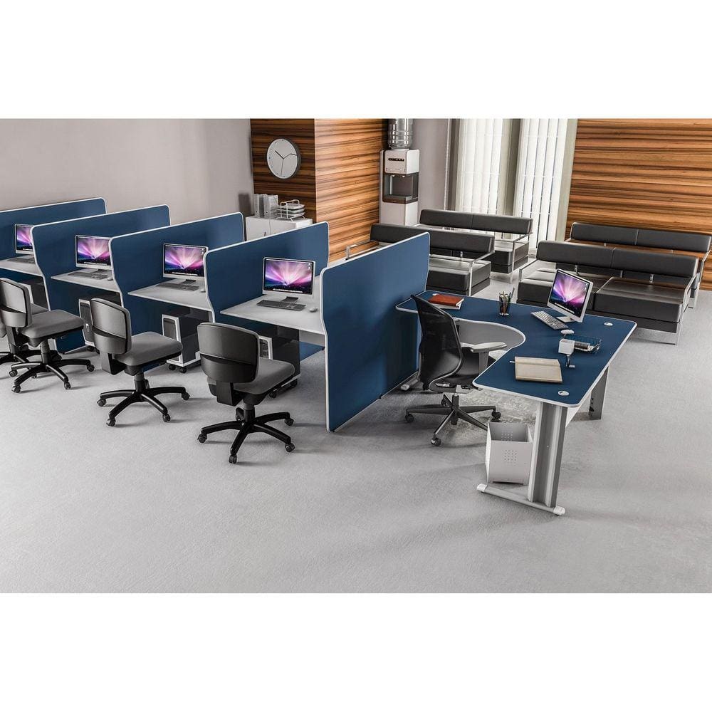Complemento de Mesa Estação de Atendimento Dupla Maxxi Pandin Móveis Cinza/Azul