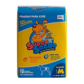 Fralda para Cães Supersecão Descartáveis Machos Tamanho M com 12 Unidades