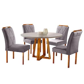 Conjunto Sala de Jantar 4 Lugares Mesa Redonda 1,2m e 4 Cadeiras Moveis Mix