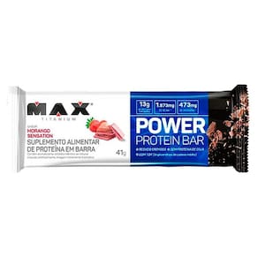 Barra de Proteína Max Titanium Power Protein Bar Sabor Morango Sensation 41g