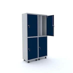 Roupeiro 4 Portas Aço Pandin Móveis Cinza/Azul Del Rei