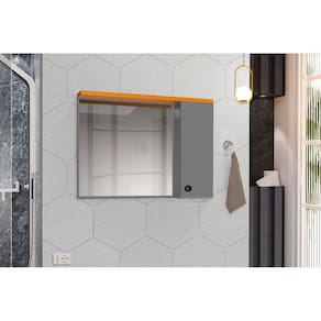 Espelheira para Banheiro 1 Porta Madri Cinza com Nature - Rede Móveis