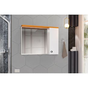 Espelheira para Banheiro 1 Porta Madri Branco com Nature - Rede Móveis