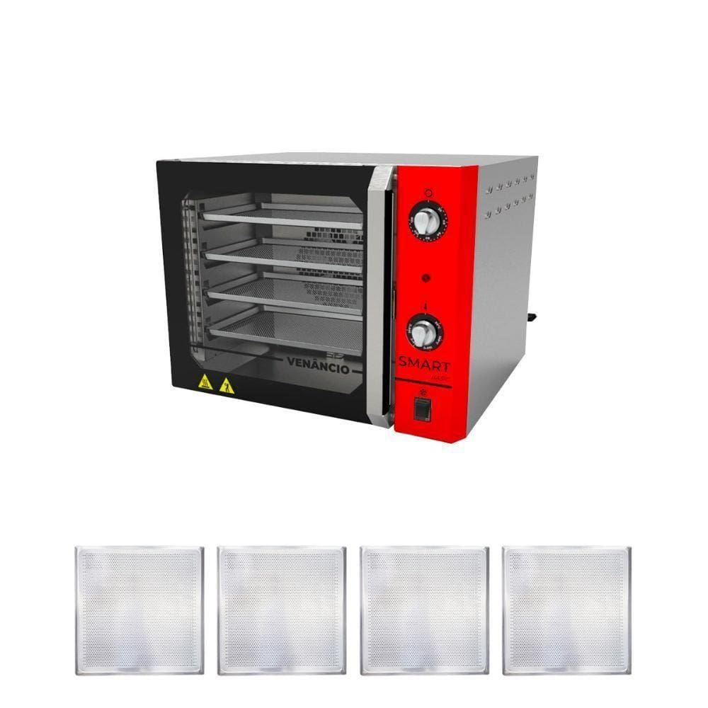 Forno Turbo Convec. Inox E Vermelho Fcsb4e 220v + 4 Assadeiras - Venâncio 220v