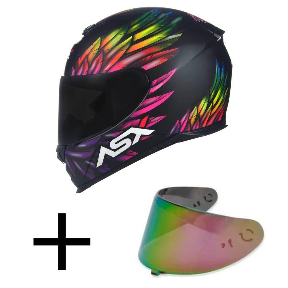Capacete Axxis Eagle ASX Vibes Preto Fosco Mais Viseira Camaleão