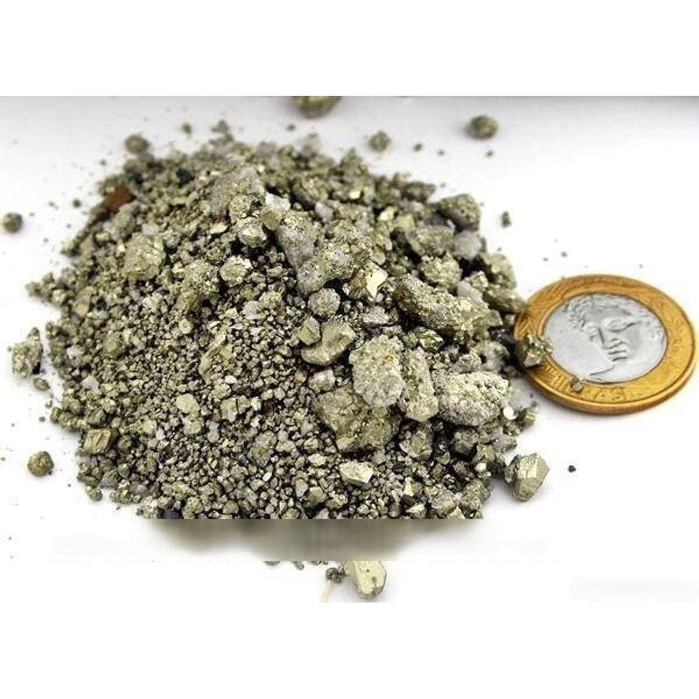 Pirita em Pó Granulado ou Farelo Pedra Natural Orgonite 200g
