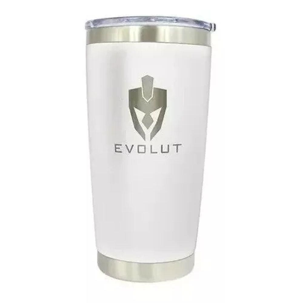 Copo Térmico Em Aço Inox Com Tampa Branco 600ml Evolut