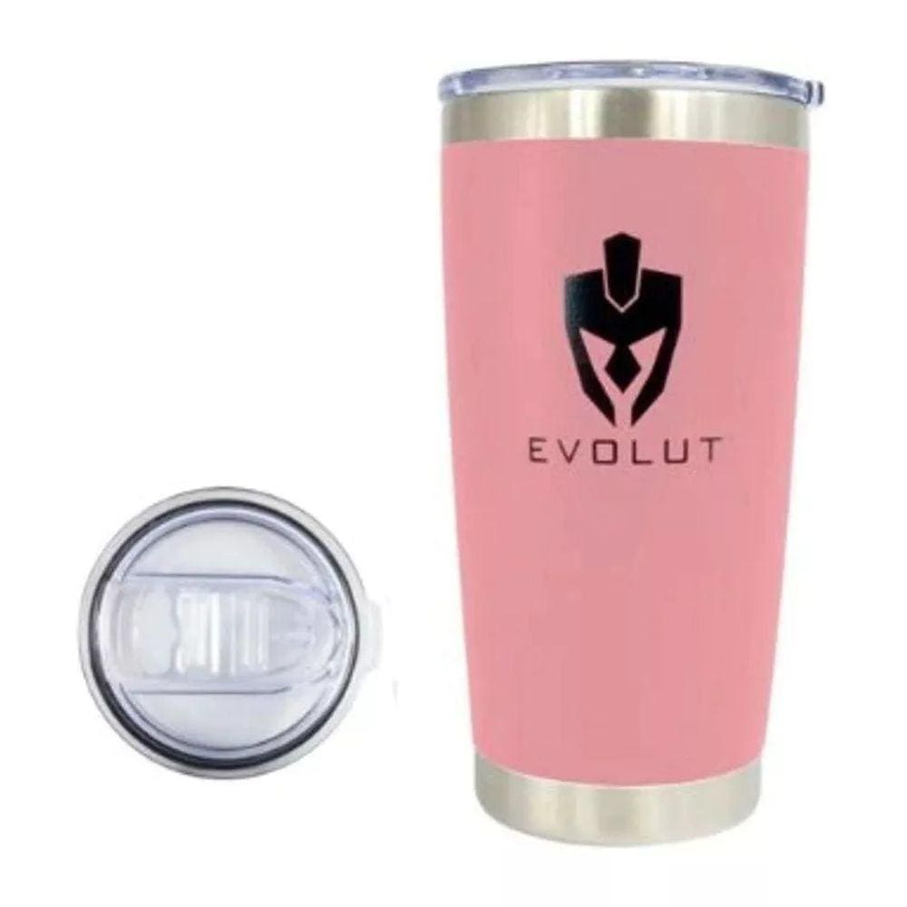 Copo Térmico Evolut Em Aço Inox Parede Dupla Rosa 600ml