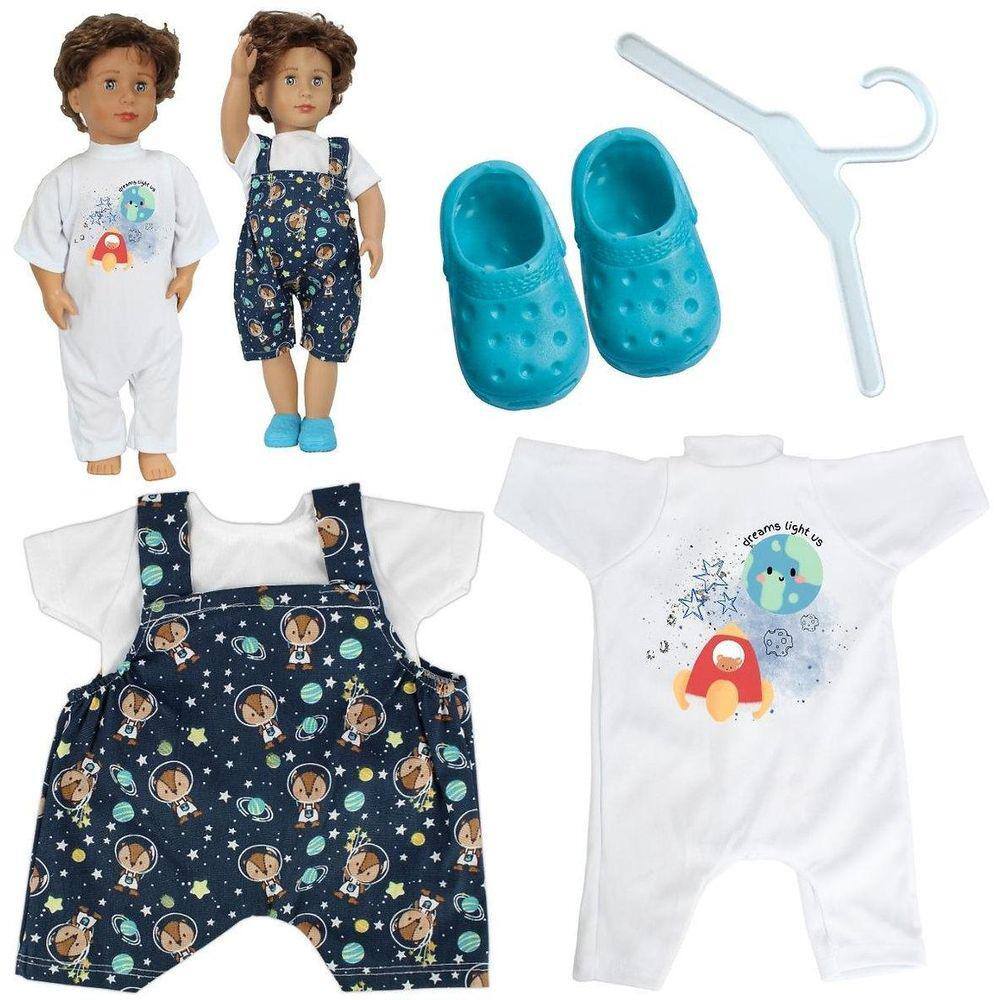 Kit Roupa Boneca Reborn 46/56Cm 6 Itens Vestido Poá Casinha