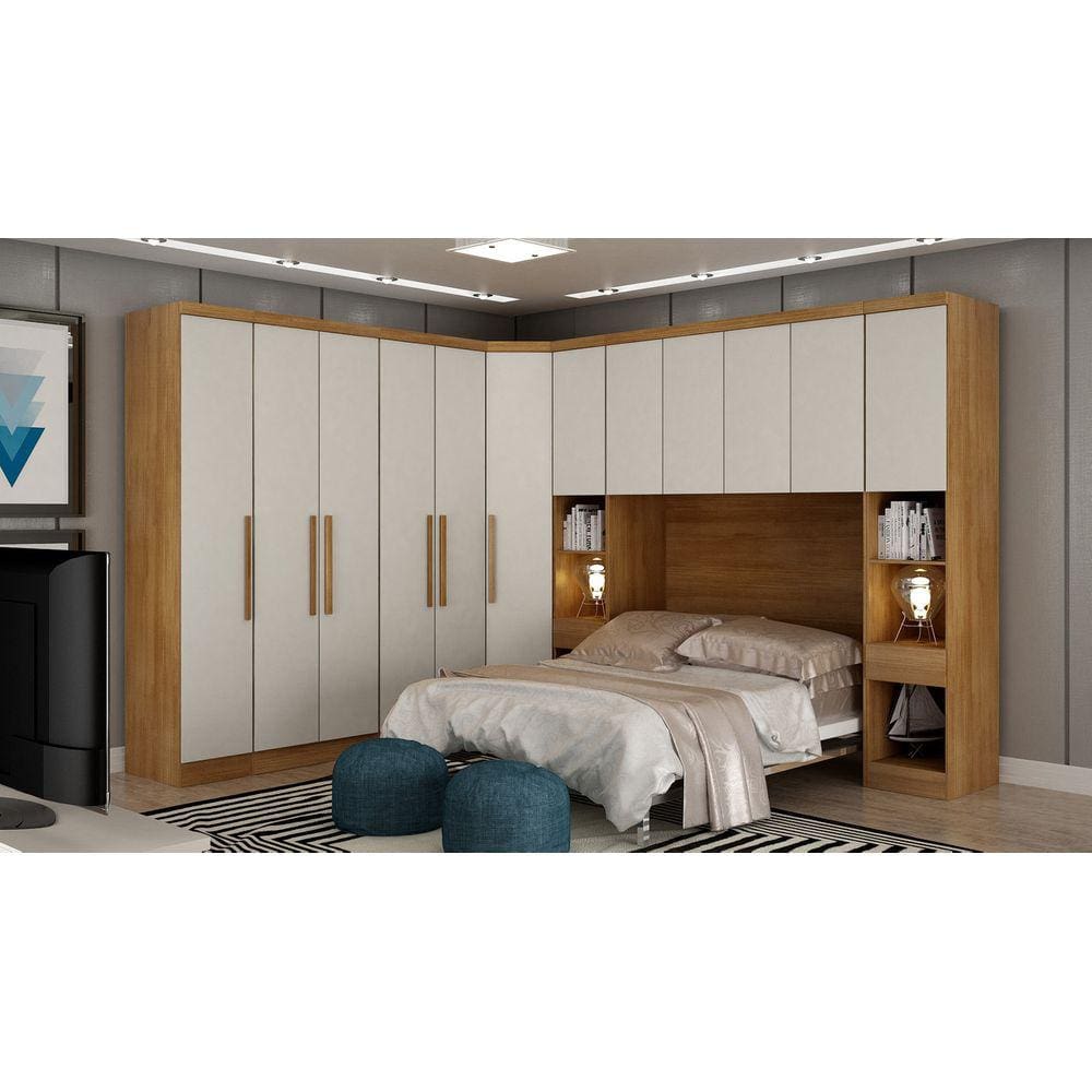 Modulado Casal Completo 6 Portas 8 Gavetas - Rizon-Cumaru/Fendi - Móveis Novo Horizonte