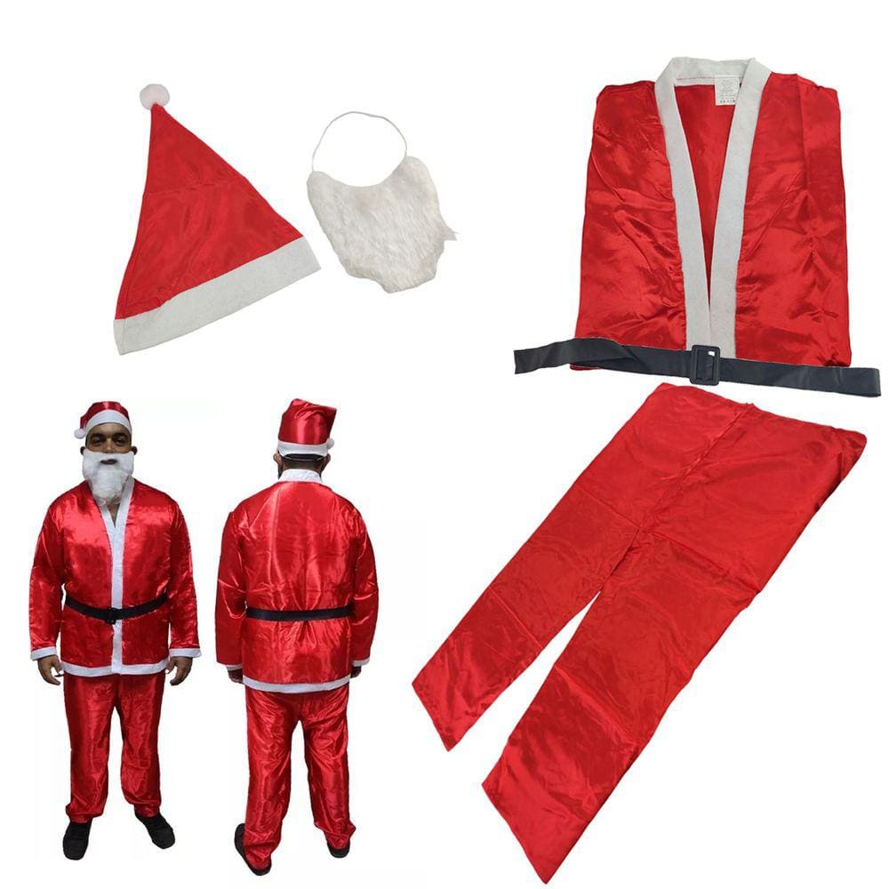 Roupa Papai Noel Completa Fantasia Natal 5 Peças Natalina Comemoraçao Familia Reuniao Fim de Ano