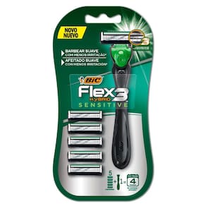 Aparelho de Barbear Bic Flex 3 Hybrid Sensitive com 5 Cargas