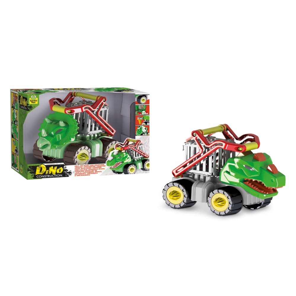 Carro Dinossauro ConstructionJaula RexTriceratops Samba Toys